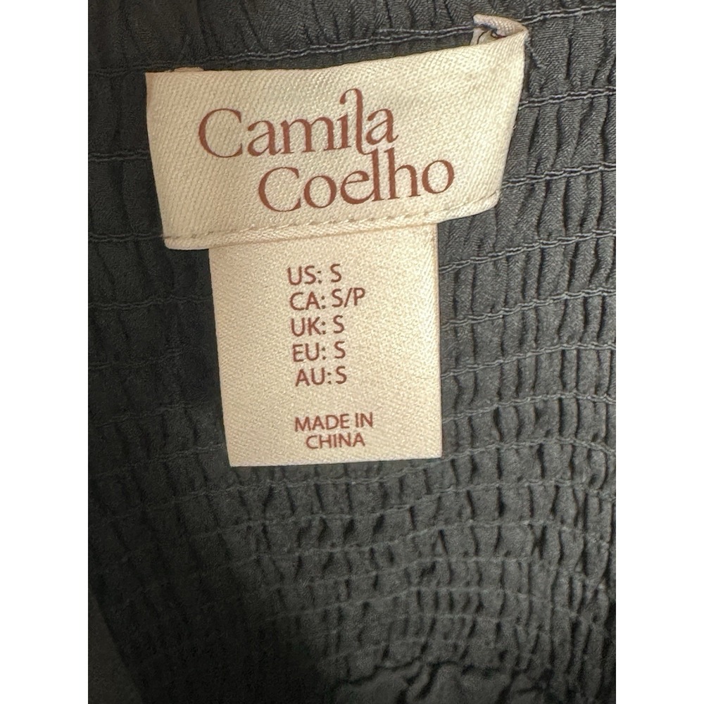 Camila Coelho Heirloom Velvet Tulle Puff Sleeve Flocked Dot Dress Black SMALL S - Picture 8 of 10